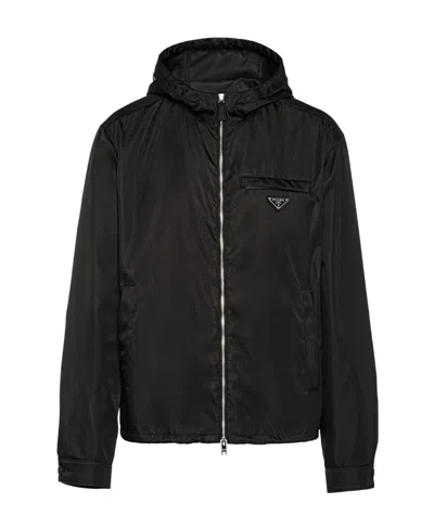 PRADA PRADA LOGO PLAQUE ZIP-UP JACKET