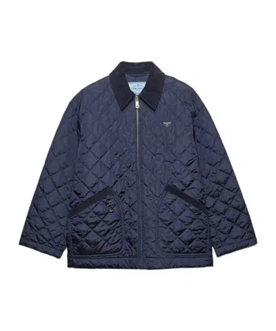 Prada Re-nylon Blouson Jacket In Blue