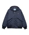 Prada Re-nylon Blouson Jacket With Hood In Blue