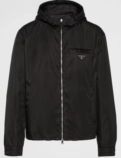 Prada Re-nylon Blouson With Hood In Black