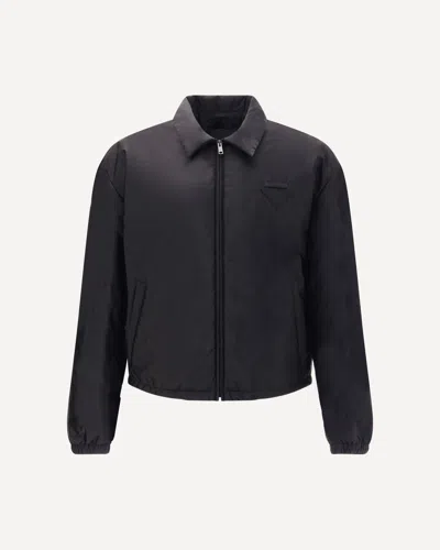 Prada Re-nylon Bomber Jacket In Black