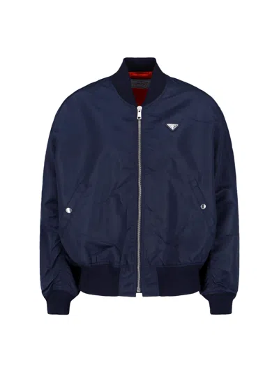 Prada Re-nylon Bomber Jacket In Blue
