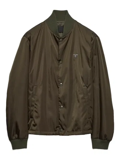 Prada Re-nylon Bomber Jacket In Green