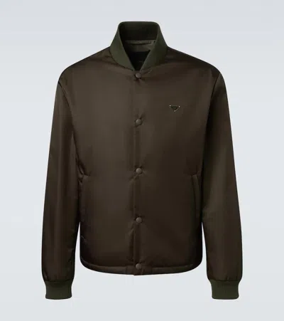 Prada Re-nylon Bomber Jacket In Brown
