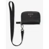 Prada Mens Black Re-nylon Brand-plaque Recycled-nylon And Leather Coin Purse In Black