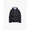 Prada Womens Black Re-nylon Brand-plaque Recycled Shell-down Jacket In Black