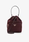 Prada Nylon Bucket Bag Leather Strap