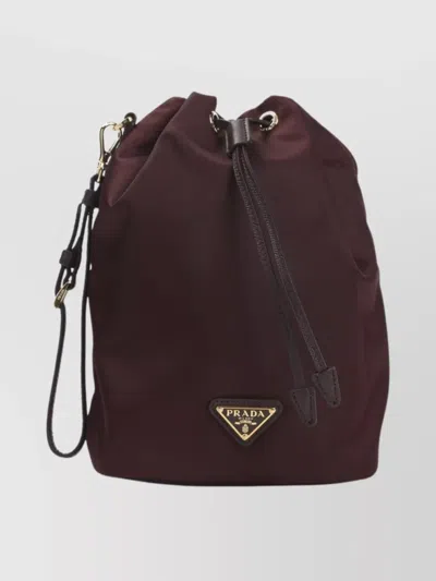 Prada Re-nylon Bucket Bag Adjustable Handle In Brown