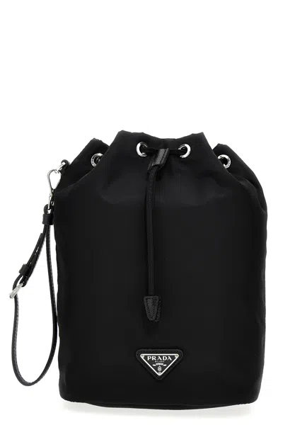 Prada Re-nylon Bucket Bag In Black