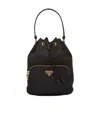 Prada Black Duet Re-nylon Brand-plaque Recycled-polyamide Bucket Bag In Black