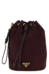 Prada Re-nylon Bucket Bag In Burgundy