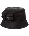 Prada Logo Re-nylon Bucket Hat In Black