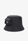 Prada Black Re-nylon Bucket Hat In Black