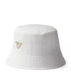 Prada Recycled Nylon Bucket Hat In White