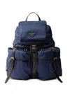 Prada Re-nylon Buckled Backpack In Blue