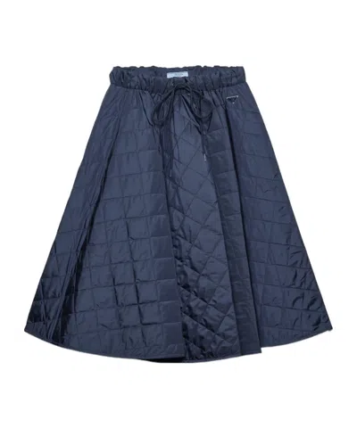 Prada Re-nylon Circle Skirt In Blue