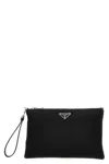 Prada Triangle Logo Re-nylon And Saffiano Leather Envelope Pouch