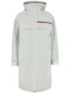 Prada Nylon Hooded Puffer With Elasticated Cuffs In White