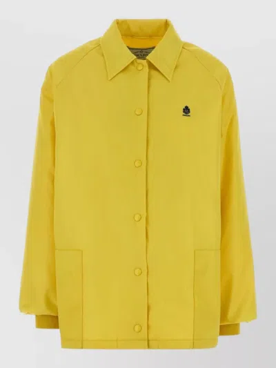 Prada Re Nylon Collared Jacket Long Sleeves In White