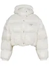 Prada Re-nylon Cropped Convertible Down Jacket In White