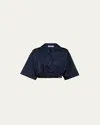 Prada Re-nylon Crop Collared Top In Blue