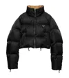 Prada Cropped Fit Stand-up Collar Down Jacket In Black
