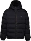 Prada Cropped Re-nylon Down Jacket In Black