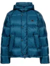 Prada Blue Re-nylon Logo Down Jacket In Blau