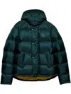 Prada Re-nylon Cropped Down Jacket In Green