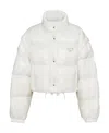 Prada Re-nylon Cropped Convertible Down Jacket In White