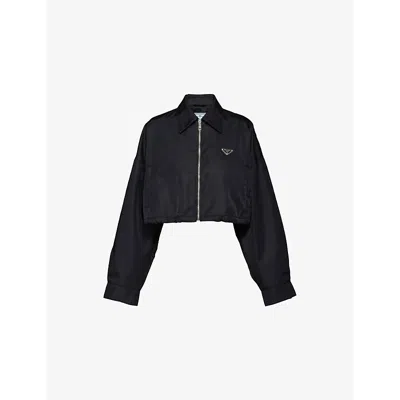 Prada Re-nylon Cropped Jacket In Black