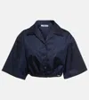 Prada Re-nylon Cropped Shirt In Blue