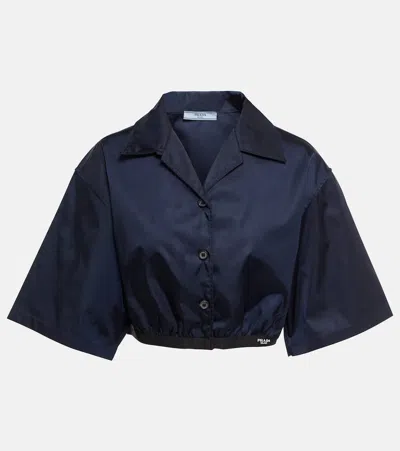 Prada Re-nylon Cropped Shirt In Blue