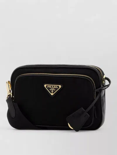 Prada Re Nylon Crossbody Bag Adjustable Strap Pocket In Black