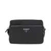 Prada Logo Plate Messenger Bag In Black