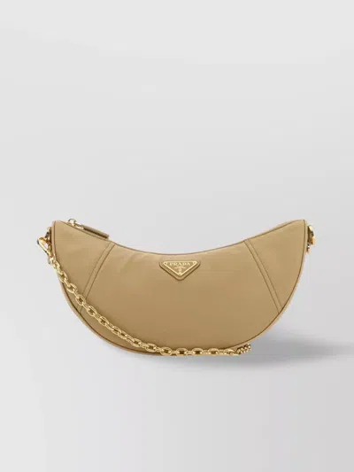 Prada Re-nylon Demi-lune Shoulder Bag In Brown
