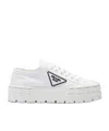 Prada Womens White Double Wheel Recycled-nylon Low-top Trainers In White