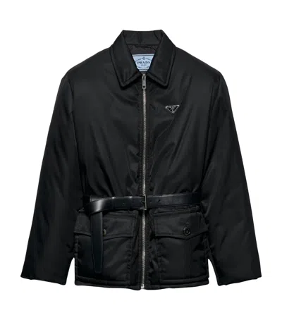 PRADA RE-NYLON DOWN BELTED JACKET