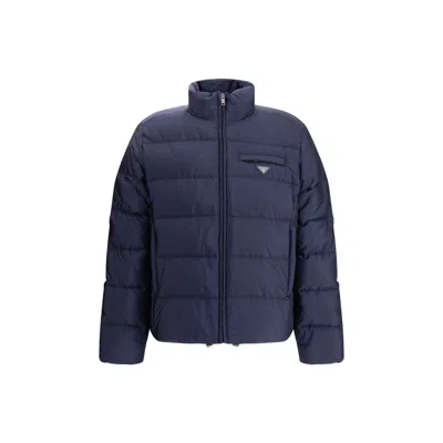 Prada Re-nylon Down Jacket In Blue