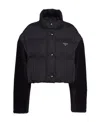 Prada Black Re-nylon Short Down Jacket Women In Black