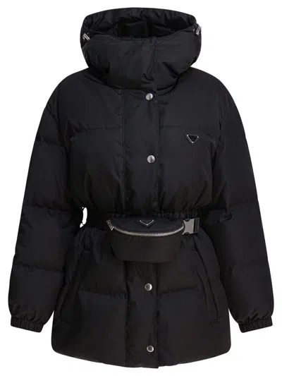 Prada Re-nylon Down Jacket In Black
