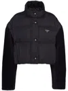 Prada Black Re-nylon Short Down Jacket Women In Black