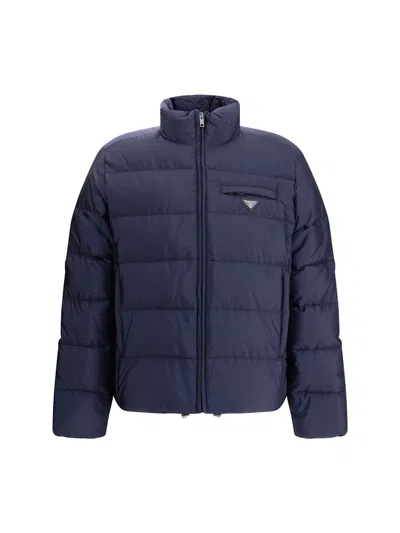 Prada Re-nylon Down Jacket In Blue