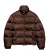 Prada Re-nylon Down Jacket In Brown