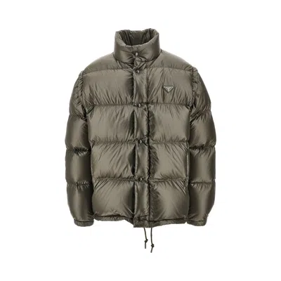 Prada Re-nylon Down Jacket In Green