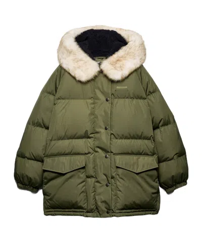 Prada Re-nylon Down Jacket In Green