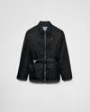 Prada Re-nylon Down Jacket With Belt In Schwarz