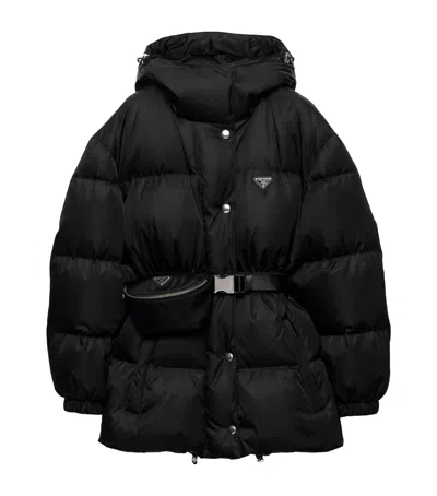 Prada Re-nylon Down Puffer Jacket In Black