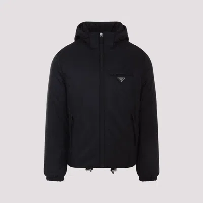 Prada Re-nylon Downjacket Wintercoat In Black