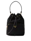 Prada Duet Patent Leather Bucket Bag In Black